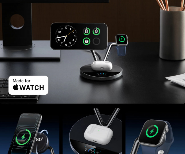 Бездротова зарядна станція Anker Prime (3-в-1, MagGo, AirCool, док-стійка)